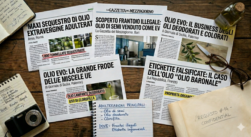adulterazione olio extravergine cronache giudiziarie sequestri Italia
