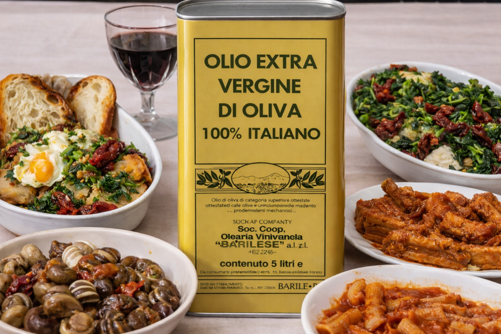 Olio extravergine Ogliarola del Vulture con piatto lucano tradizionale